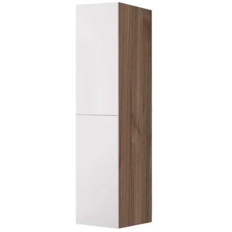 Colonna per lavanderia H 180 cm effetto legno e ante in bianco Wanda