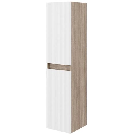 Colonna bagno sospesa 136 cm frontale bianco cannettato e olmo Porto