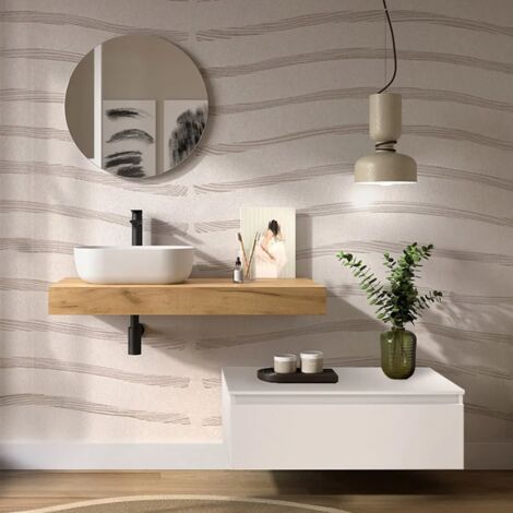 Composizione bagno sospesa 100 cm rovere africa e bianco opaco Sumo