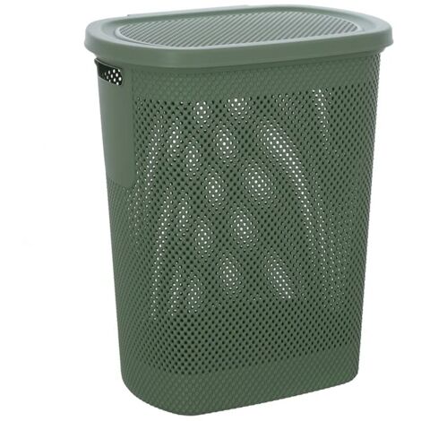Portabiancheria con coperchio in plastica verde salvia 58 lt Kamala