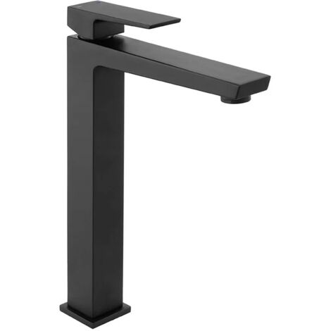 Miscelatore lavabo alto nero opaco con piletta clic clac Kubo
