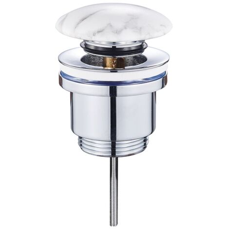 Piletta di scarico clic clac effetto marmo bianco con e senza troppopieno