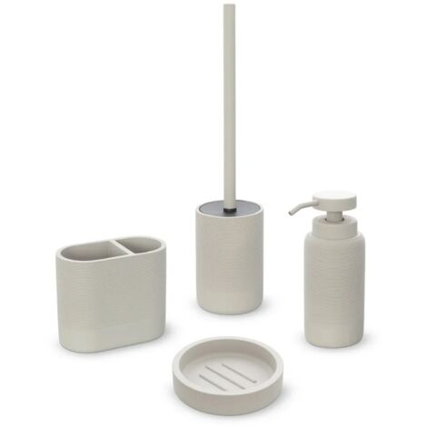 Set accessori bagno 4 pezzi in poliresina crema Marica (1/5)