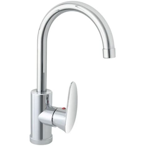 Miscelatore cucina tondo in acciaio inox con corpo orientabile (1/3)