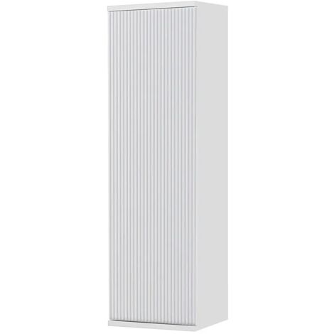 Colonna bagno sospesa 33 cm bianco cannettato con ripiani Wise