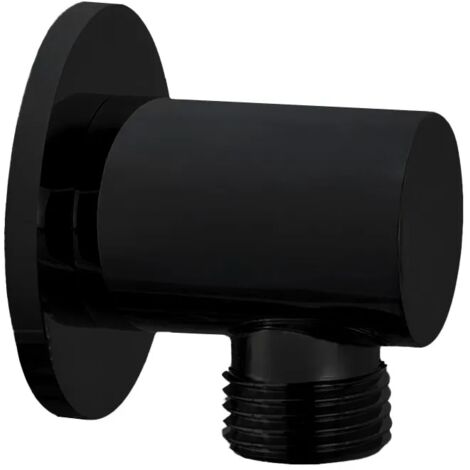 Presa acqua a muro per doccetta tonda in ottone nero opaco