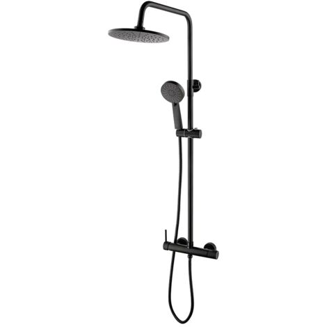 Colonna doccia regolabile H 115 in acciaio inox nero opaco soffione 22,5 cm