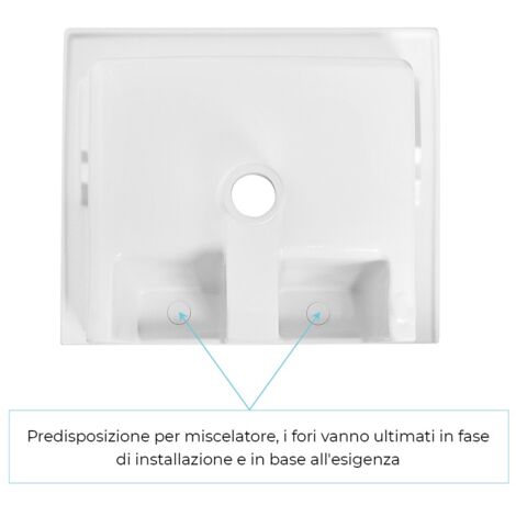 Vasca lavatoio 60x50 cm in ceramica bianca da installare da incasso