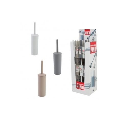 Superio Set Scopino E Supporto Per WC - Colore Tortora, Design A Costine, In Plastica Resistente, Accessorio Bagno Elegante E Funzionale