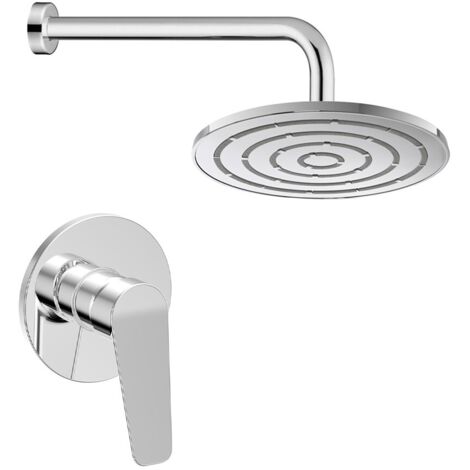 Set doccia con miscelatore, braccio 35 cm e soffione 20cm finitura cromo lucido Aurora (1/3)