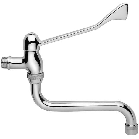 Rubinetto a muro con canna girevole in ottone cromato con leva clinica linea Cigno (1/2)