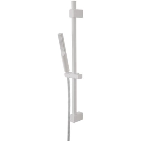 Saliscendi doccia quadrato 70 cm regolabile con doccetta slim in ABS bianco opaco Hidra