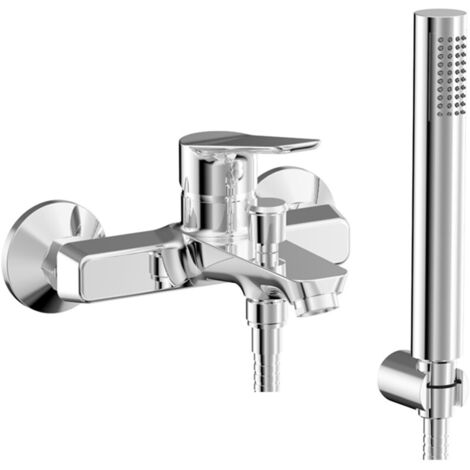 Miscelatore vasca esterno in ottone cromato con flessibile e doccetta in ABS Aurora (1/2)