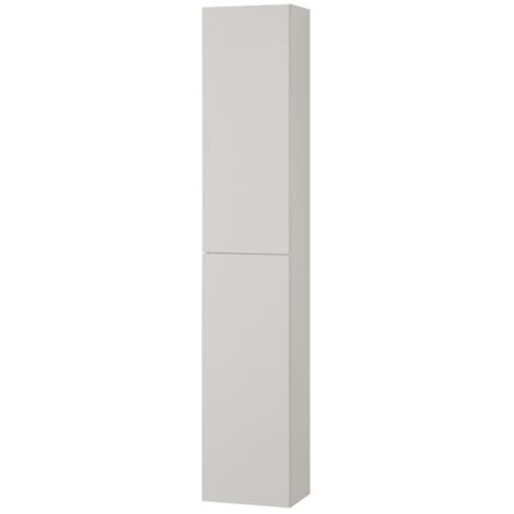 Colonna bagno sospesa H160 cm in legno bianco lucido con ripiani Leda