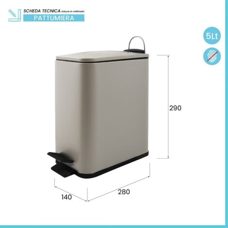Pattumiera tortora serie London 5 lt | Leroy Merlin
