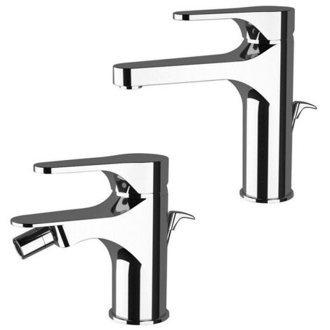 Set rubinetti lavabo alto e bidet in ottone cromo di Rubinetterie Mariani Linea Surf