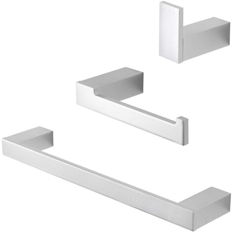 Set con appendino, porta rotolo e porta salviette a muro argento Sky
