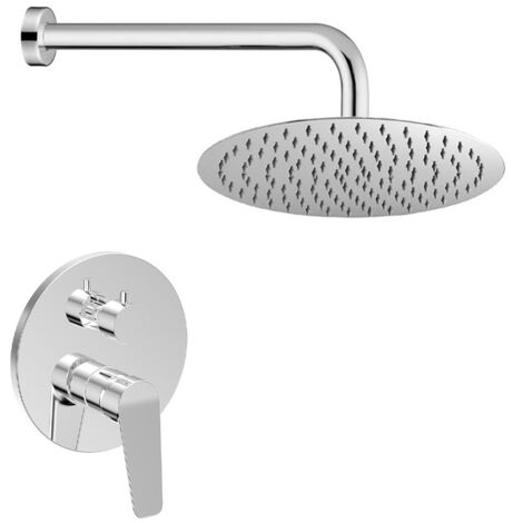 Set doccia miscelatore con deviatore, braccio 40 cm e soffione 25cm finitura cromo lucido Aurora (1/3)