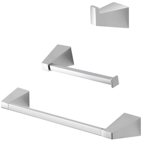 Set con appendino, porta rotolo e porta salviette a muro cromo Giza