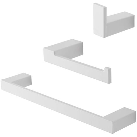 Set con appendino, porta rotolo e porta salviette a muro bianco Sky