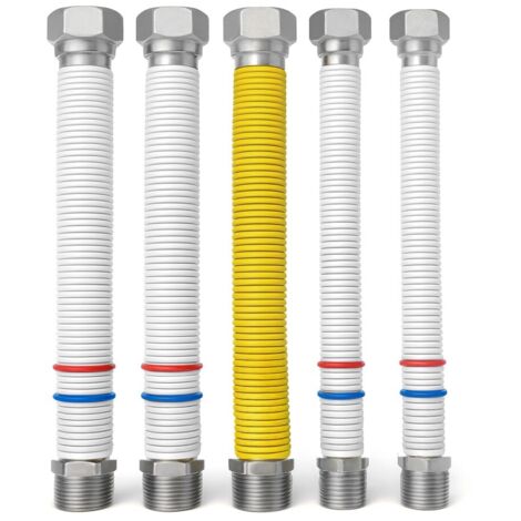 Kit 5 flessibili in acciaio inox AISI316 per installazione caldaia a gas