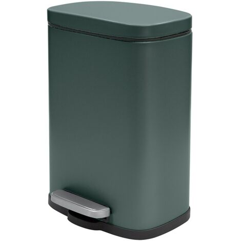 Pattumiera a pedale in acciaio 5lt verde scuro con chiusura rallentata Axin