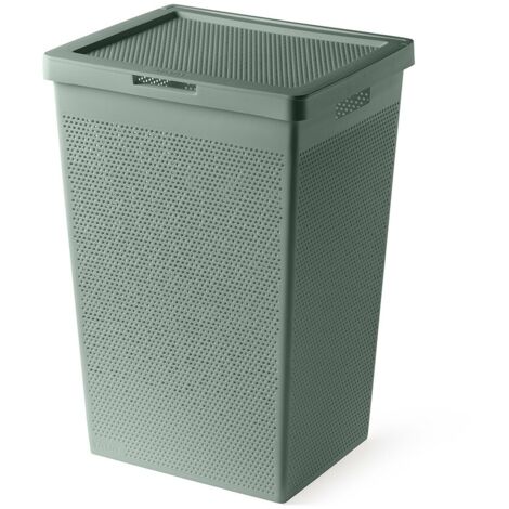 Cesta portabiancheria  65 lt verde salvia in plastica riciclata