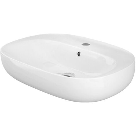 Lavabo ovale 50 cm d’appoggio bianco in ceramica Rak Illusion (1/3)