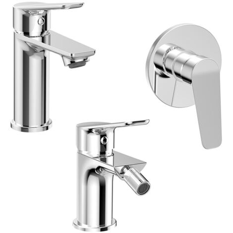 Set miscelatori lavabo, bidet e doccia in ottone cromato lucido Aurora (1/4)