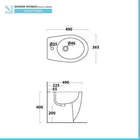 Sanitari filomuro salvaspazio in ceramica bianca con copri wc incluso