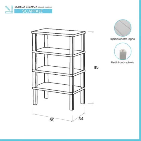 Scaffale Kit Idroweb Solid 4 Ripiani 80x40xH160 Cm, Metallo, 1 Pezzo - Foto 3
