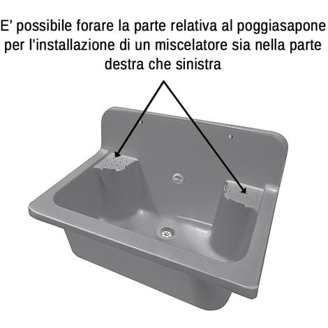 Pilozzo Capiente in Resina 58x45 cm Bianco con Portasapone