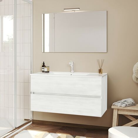 Mobile Bagno sospeso 80 cm bianco venato con lavabo in ceramica