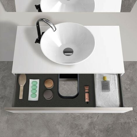 Mobile Sospeso da bagno 100 cm Master bianco opaco per lavabo da appoggio