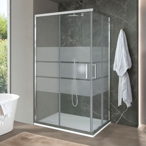 Box doccia angolare 70x120 cm doppio scorrevole in cristallo serigrafato Ted (1/5)
