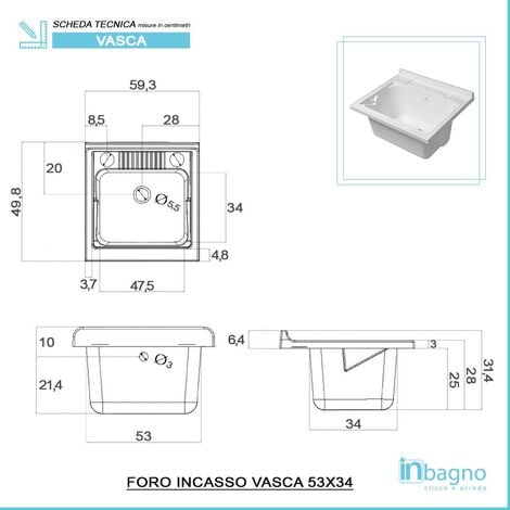 Lavatoio 2 ante cm 50X60 BIANCO VENATO - SPM