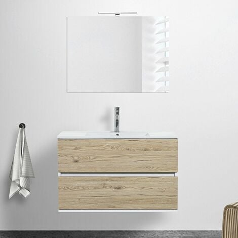 Mobile bagno moderno sospeso rovere nodato 90 cm