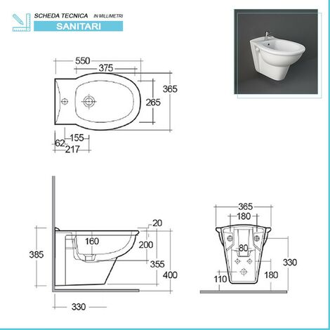 Set di sanitari sospesi Karla in ceramica wc bidet e copriwater incluso