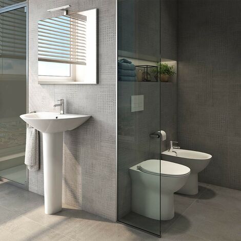 WC filomuro rimless serie Morning in ceramica bianco lucido