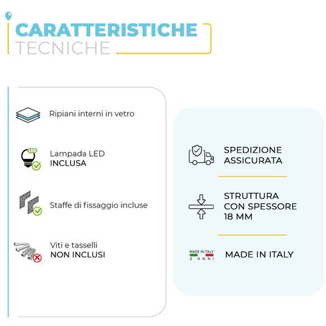 Specchio contenitore 91x61 cm larice con pensili laterali e LED Desya