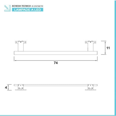 Lampada LED per specchio 75 cm luce naturale e doppia installazione