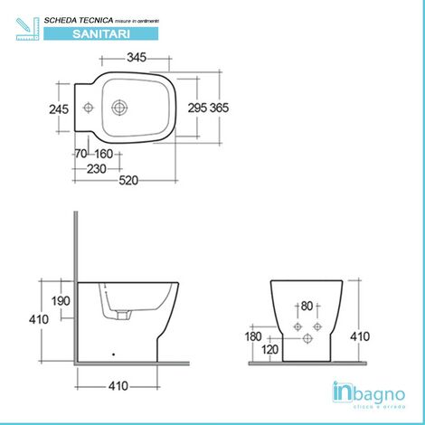 Coppia sanitari filomuro Rak serie One in ceramica con sedile avvolgente