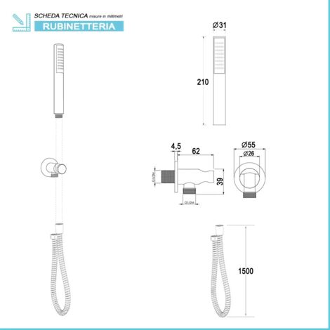 Kit doccia tondo cromo con set doccia + soffione acciaio 25 cm e braccio 40 cm