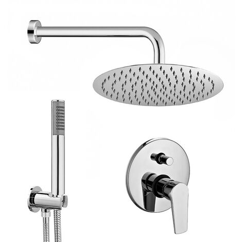 Set doccia tondo Prima braccio 40 cm + soffione 20 cm + Miscelatore e kit doccia