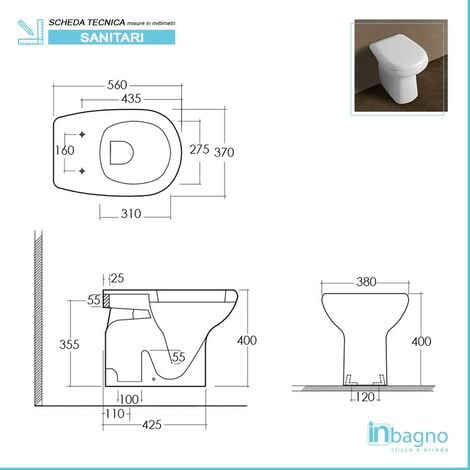 Set sanitari tradizionali serie Orient scarico a pavimento e sedile avvolgente