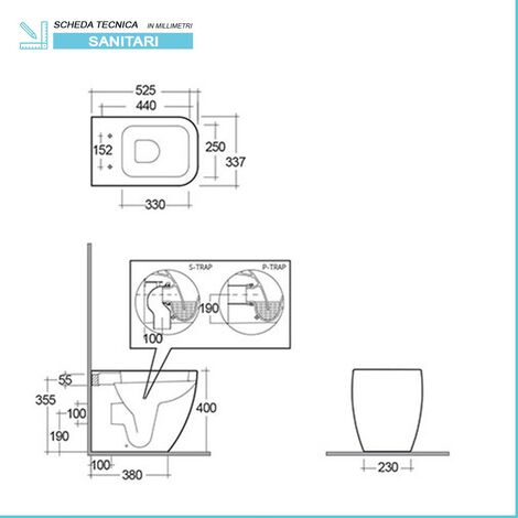 Coppia di Sanitari filomuro Metropolitan bianco lucido con copriwater ultraslim soft close