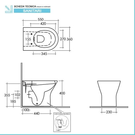 Sanitari filo parete Feeling rimfree in grigio opaco con copriwc softclose