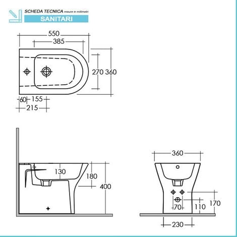 Sanitari filo parete Feeling rimfree in grigio opaco con copriwc softclose