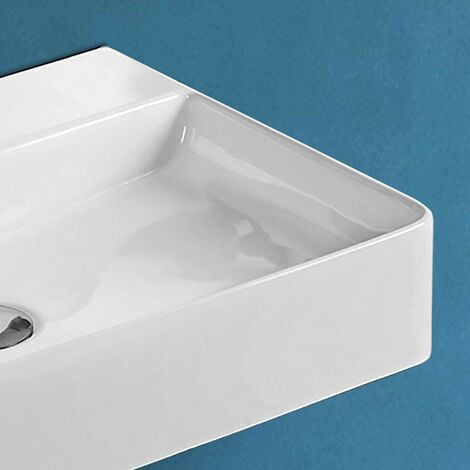 Lavabo sospeso rettangolare 41x42 cm in ceramica bianco lucido