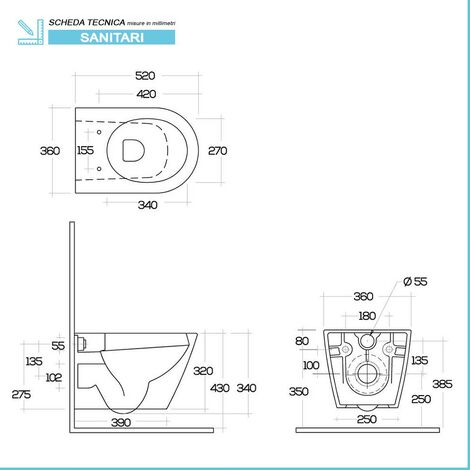 Sanitari sospesi Feeling rimless in bianco matt con copriwc softclose